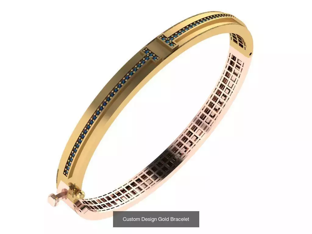 Custom Design Gold Bracelets 100pcs 3D Model Collection_95