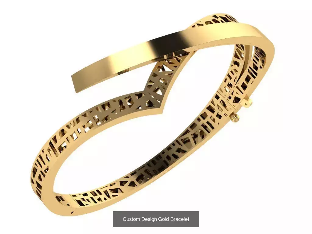 Custom Design Gold Bracelets 100pcs 3D Model Collection_28