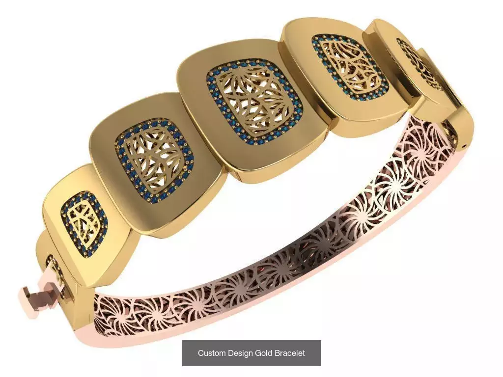 Custom Design Gold Bracelets 100pcs 3D Model Collection_108