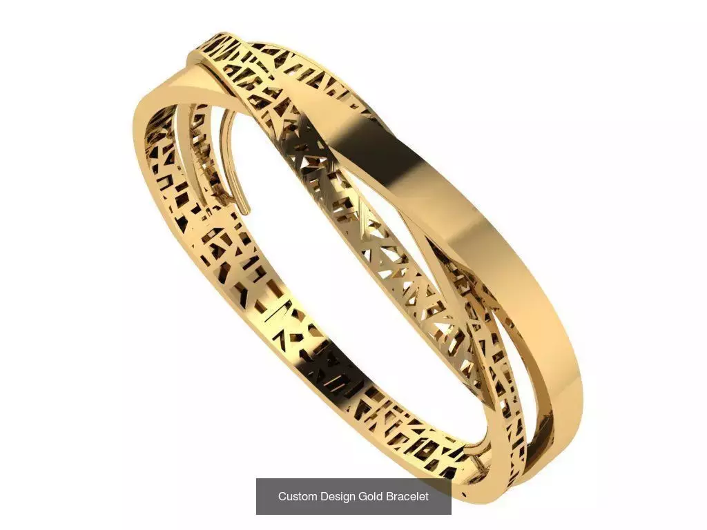 Custom Design Gold Bracelets 100pcs 3D Model Collection_29