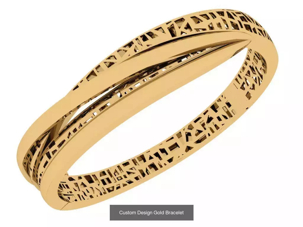 Custom Design Gold Bracelets 100pcs 3D Model Collection_32