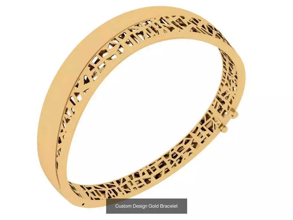 Custom Design Gold Bracelets 100pcs 3D Model Collection_19