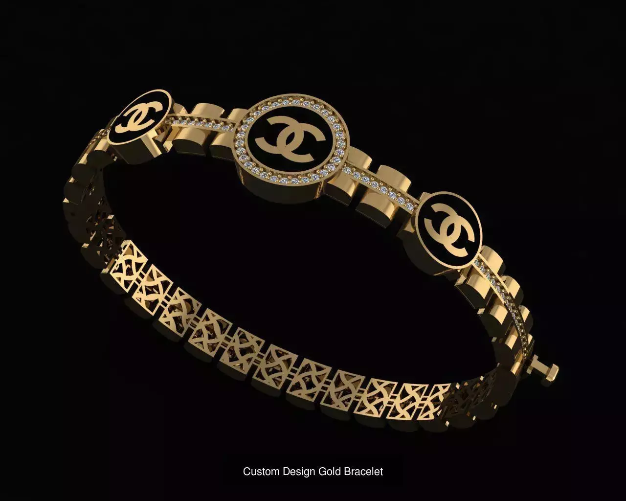 Custom Design Gold Bracelets 100pcs 3D Model Collection_47