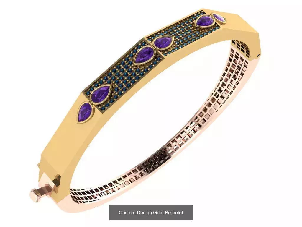 Custom Design Gold Bracelets 100pcs 3D Model Collection_88