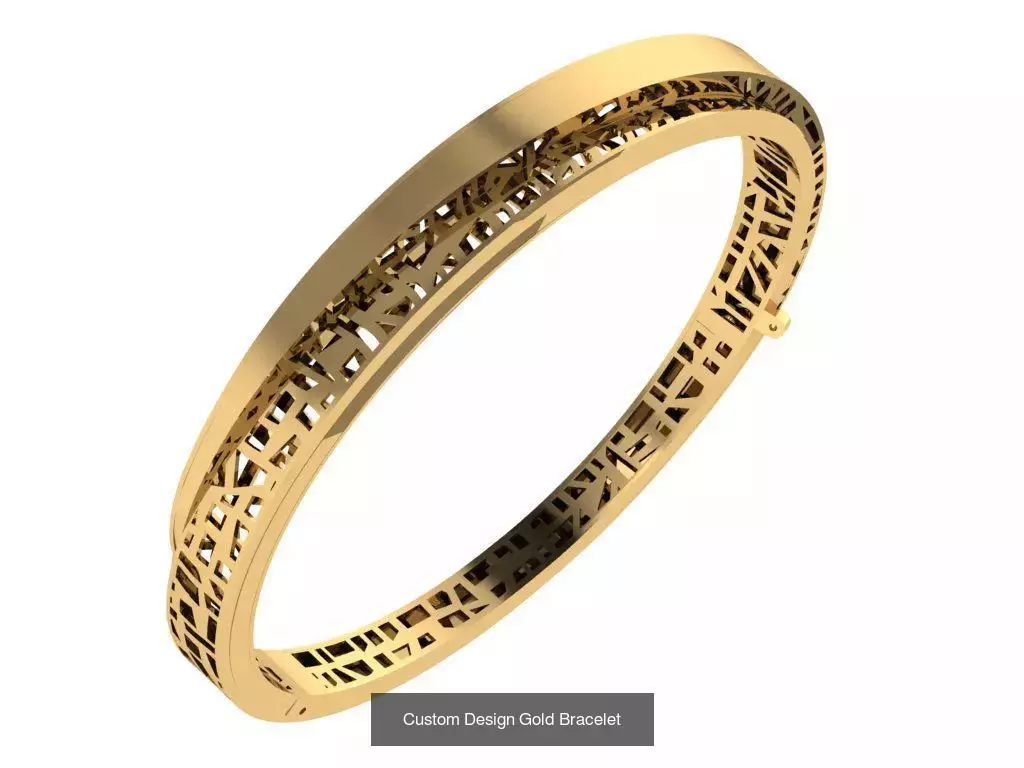 Custom Design Gold Bracelets 100pcs 3D Model Collection_23