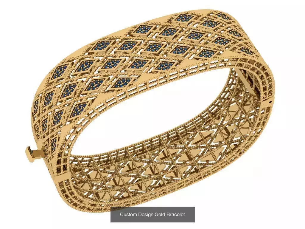 Custom Design Gold Bracelets 100pcs 3D Model Collection_103