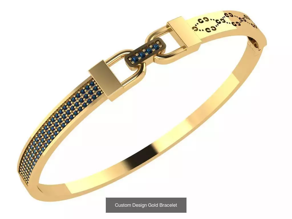 Custom Design Gold Bracelets 100pcs 3D Model Collection_110