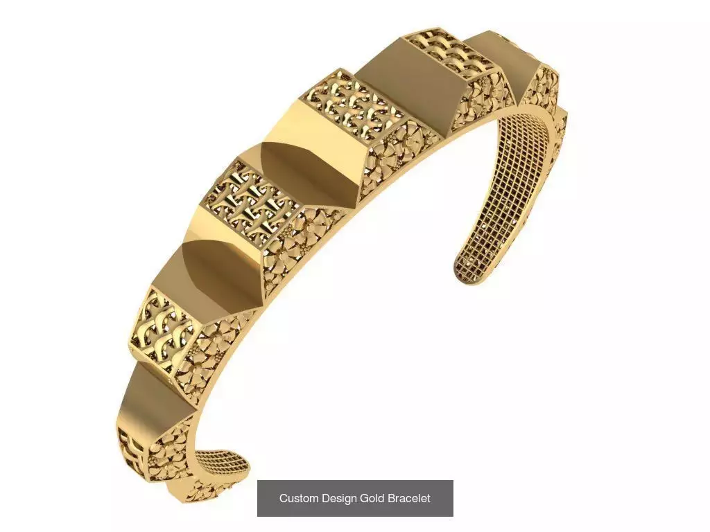 Custom Design Gold Bracelets 100pcs 3D Model Collection_15