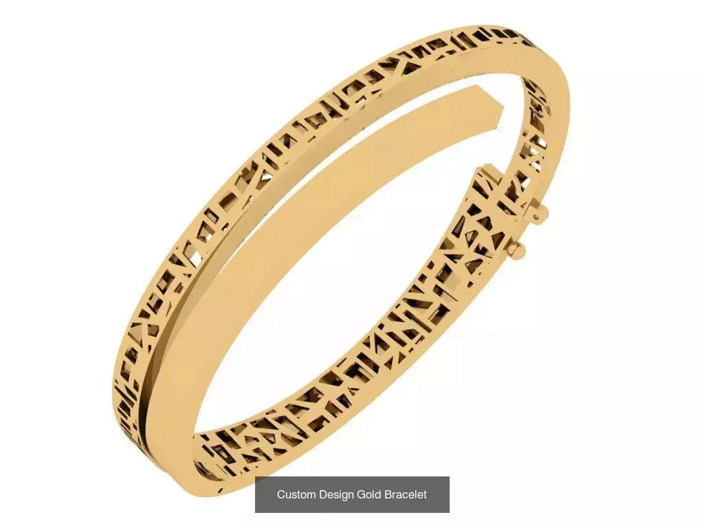 Custom Design Gold Bracelets 100pcs 3D Model Collection_33