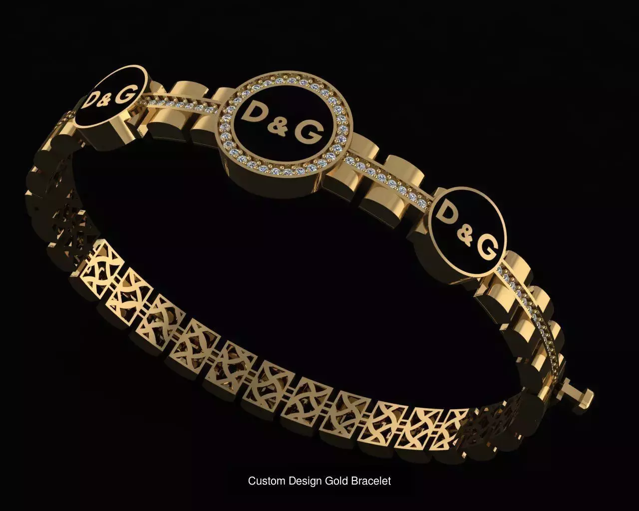 Custom Design Gold Bracelets 100pcs 3D Model Collection_45