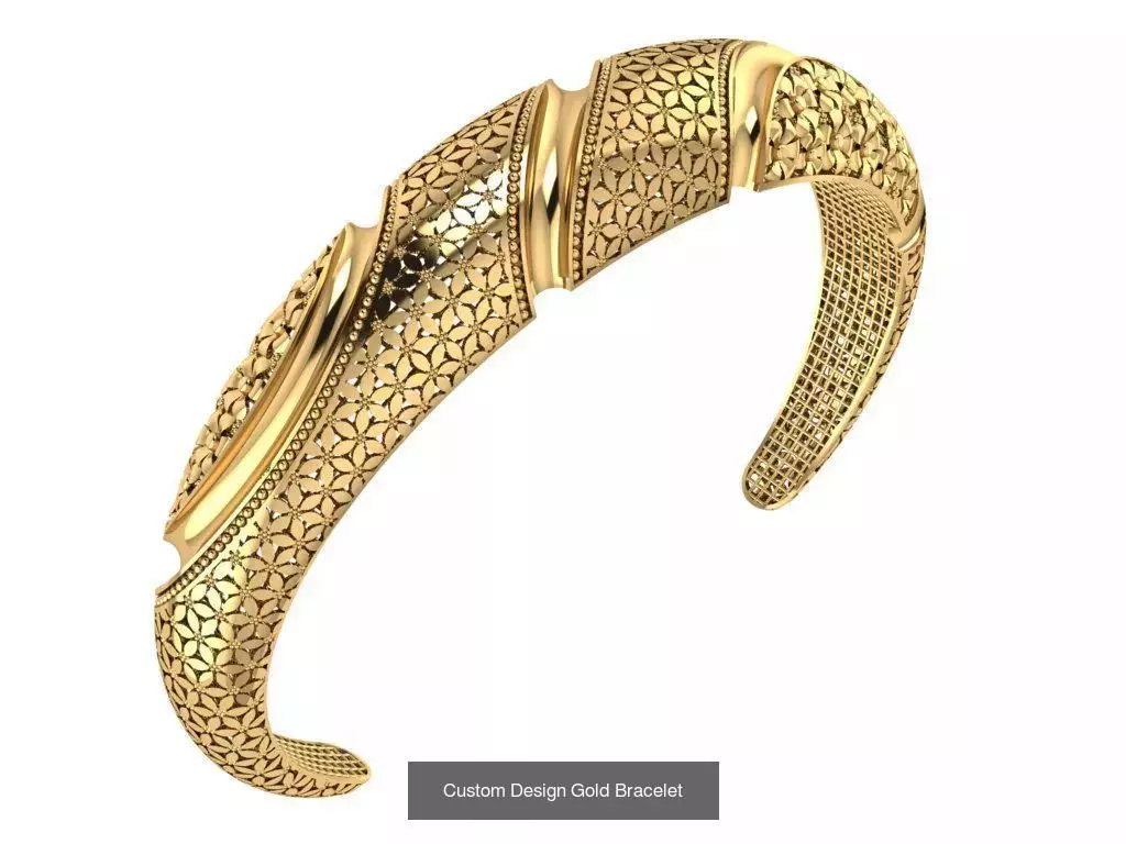 Custom Design Gold Bracelets 100pcs 3D Model Collection_18