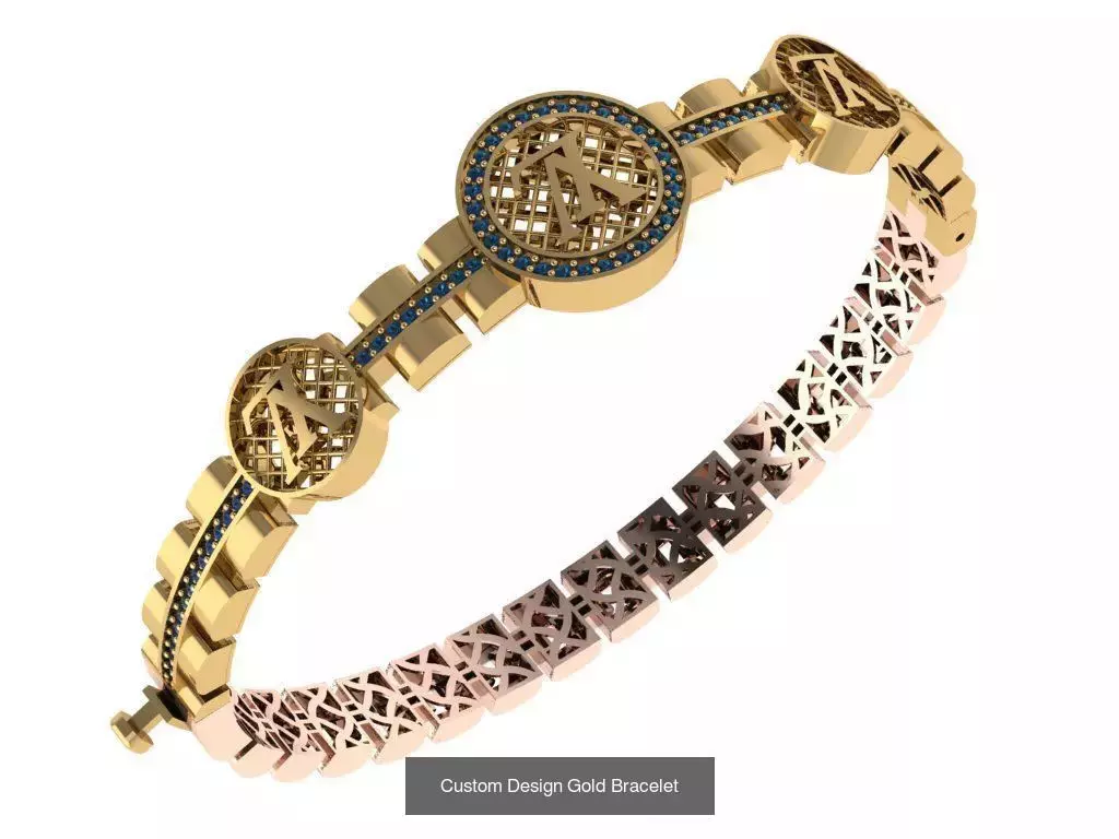Custom Design Gold Bracelets 100pcs 3D Model Collection_91