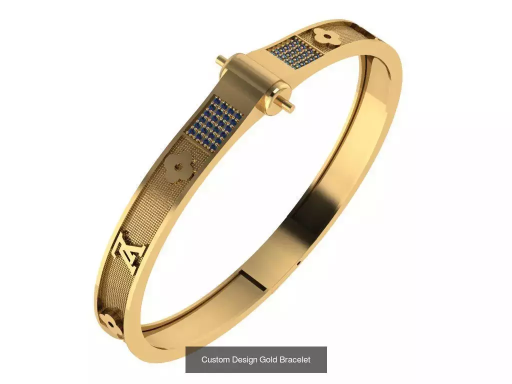 Custom Design Gold Bracelets 100pcs 3D Model Collection_67