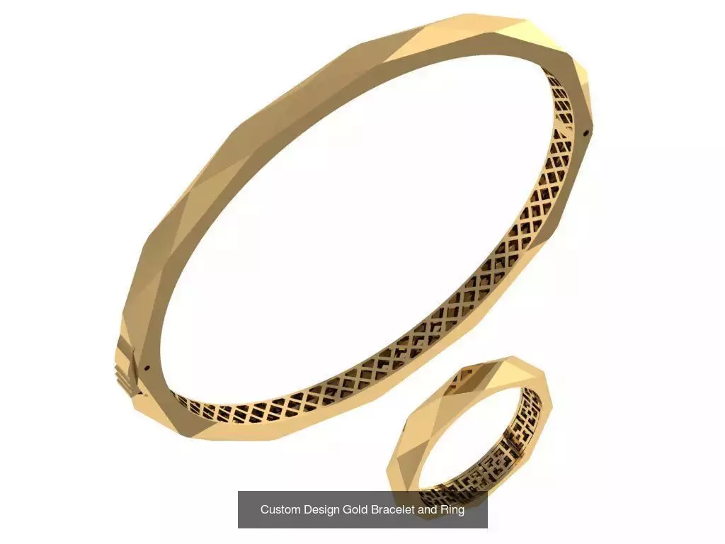 Custom Design Gold Bracelets 100pcs 3D Model Collection_54