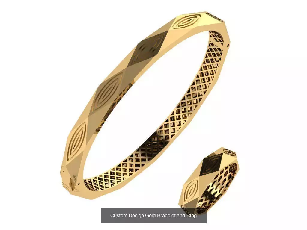 Custom Design Gold Bracelets 100pcs 3D Model Collection_53
