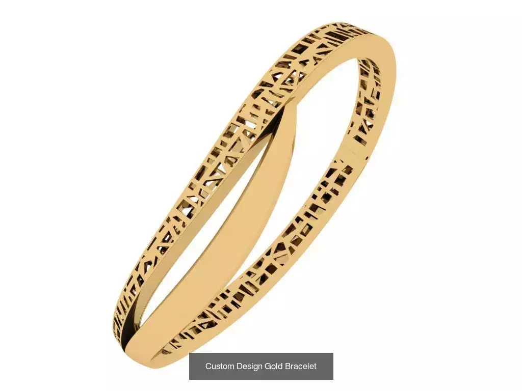 Custom Design Gold Bracelets 100pcs 3D Model Collection_30
