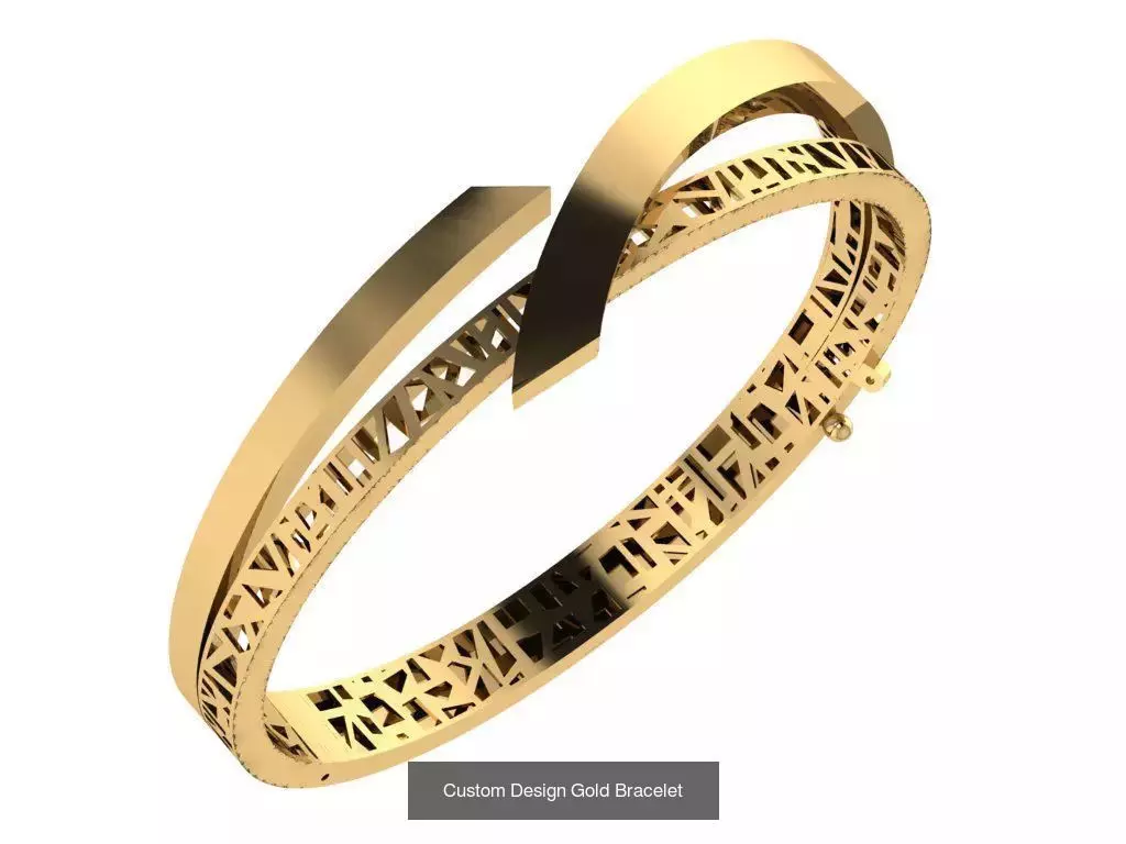 Custom Design Gold Bracelets 100pcs 3D Model Collection_26