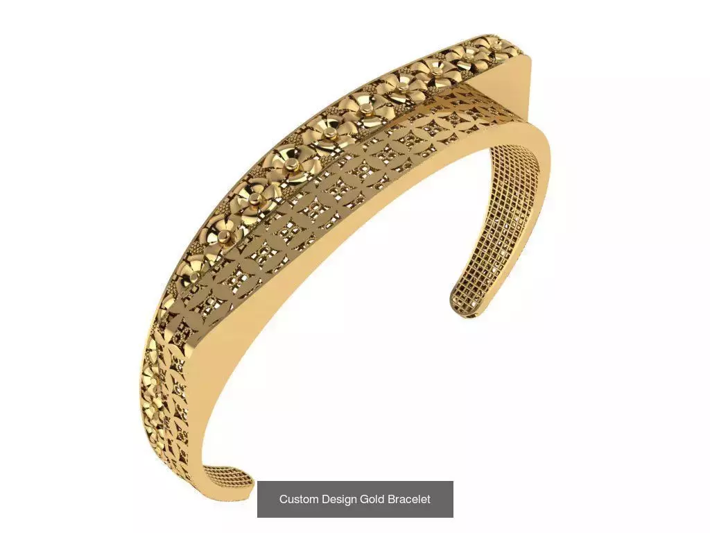 Custom Design Gold Bracelets 100pcs 3D Model Collection_16