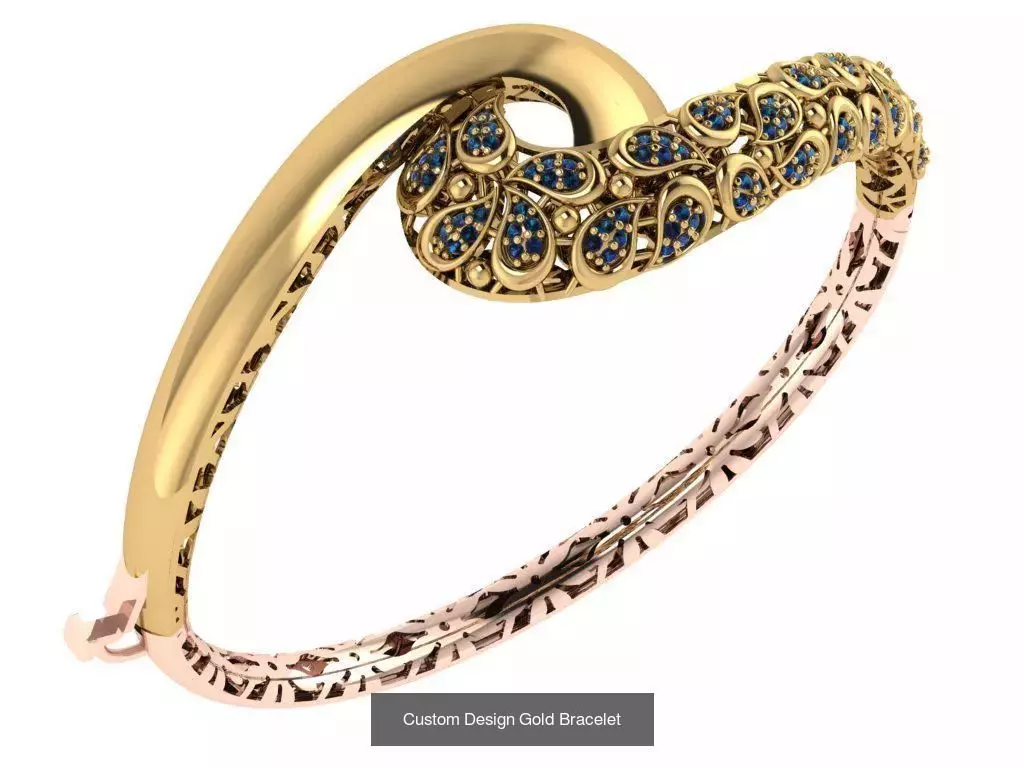 Custom Design Gold Bracelets 100pcs 3D Model Collection_102