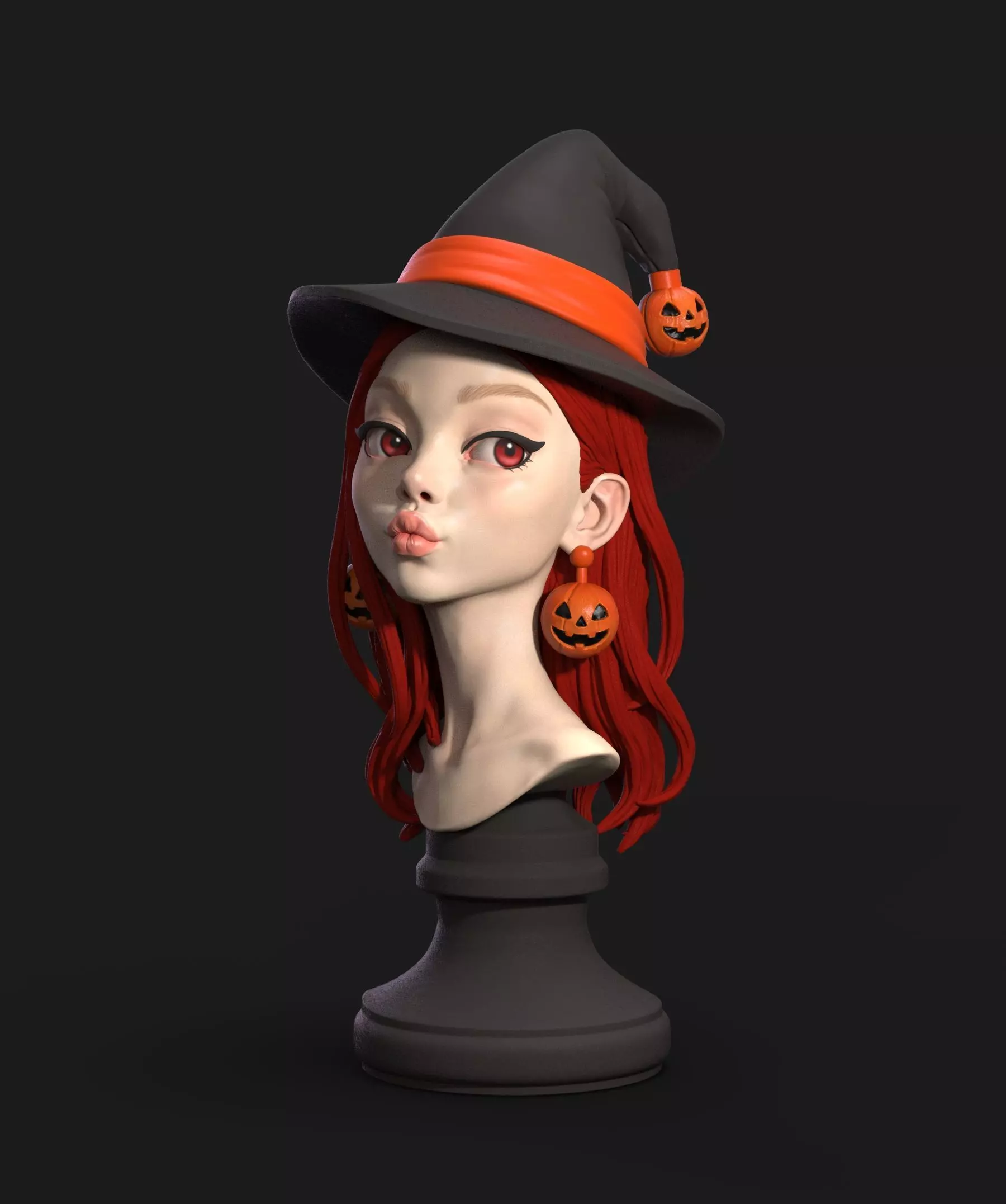 Witch Halloween Girl 3D print model_14