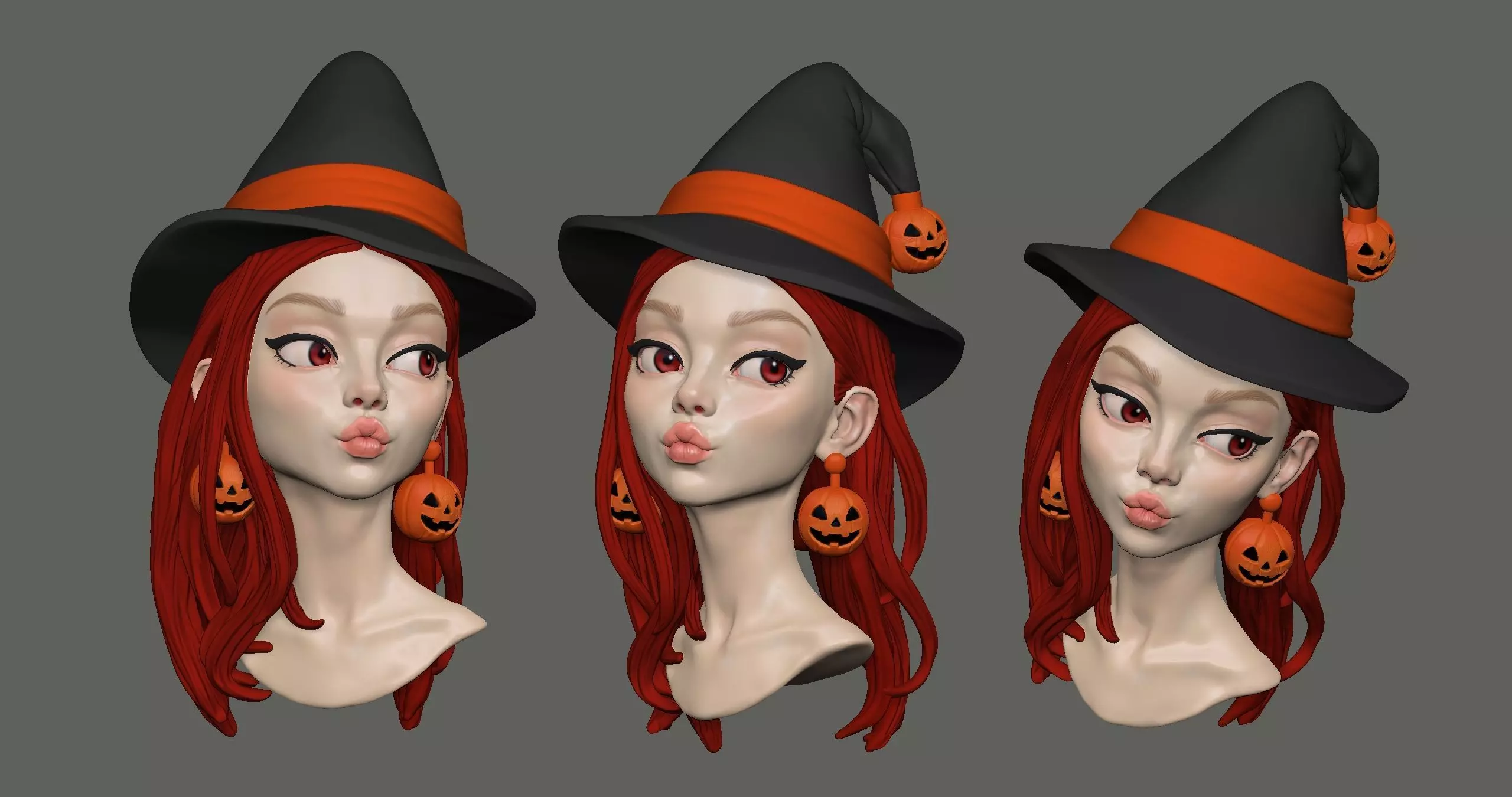 Witch Halloween Girl 3D print model_5