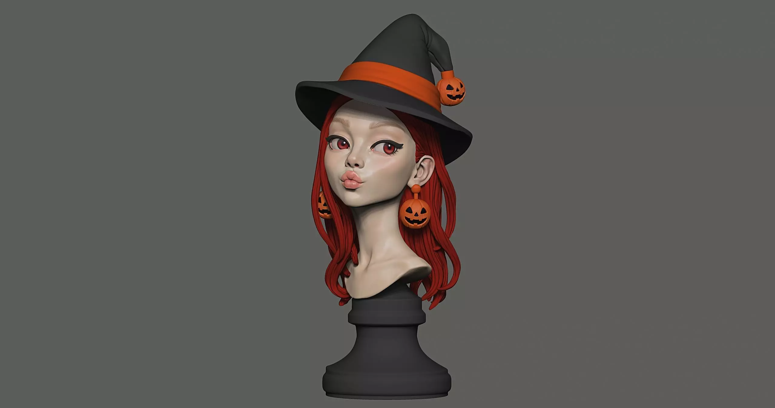 Witch Halloween Girl 3D print model_6