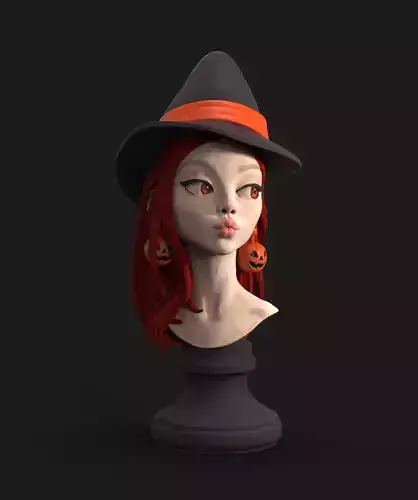 Witch Halloween Girl 3D print model