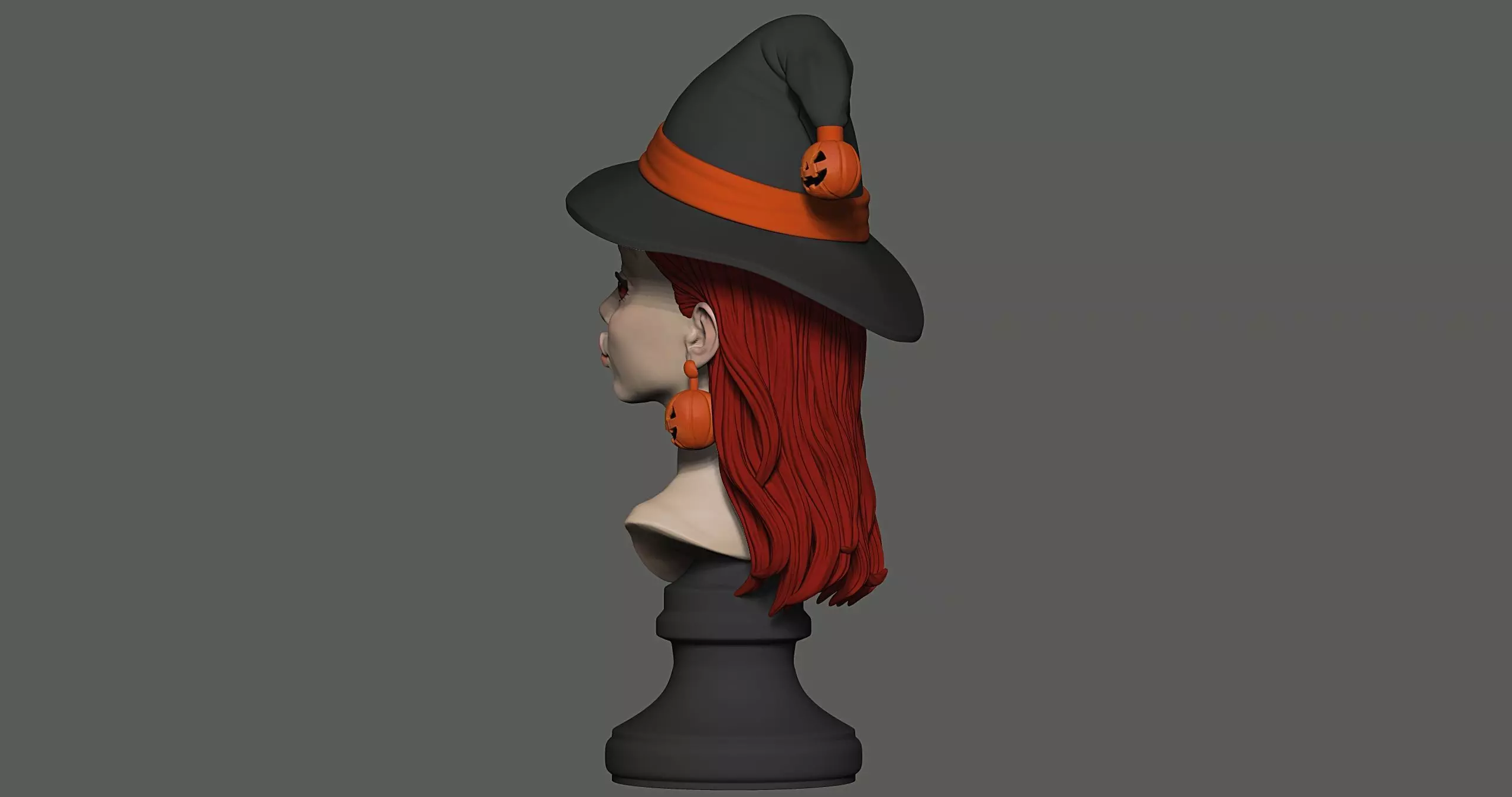 Witch Halloween Girl 3D print model_7