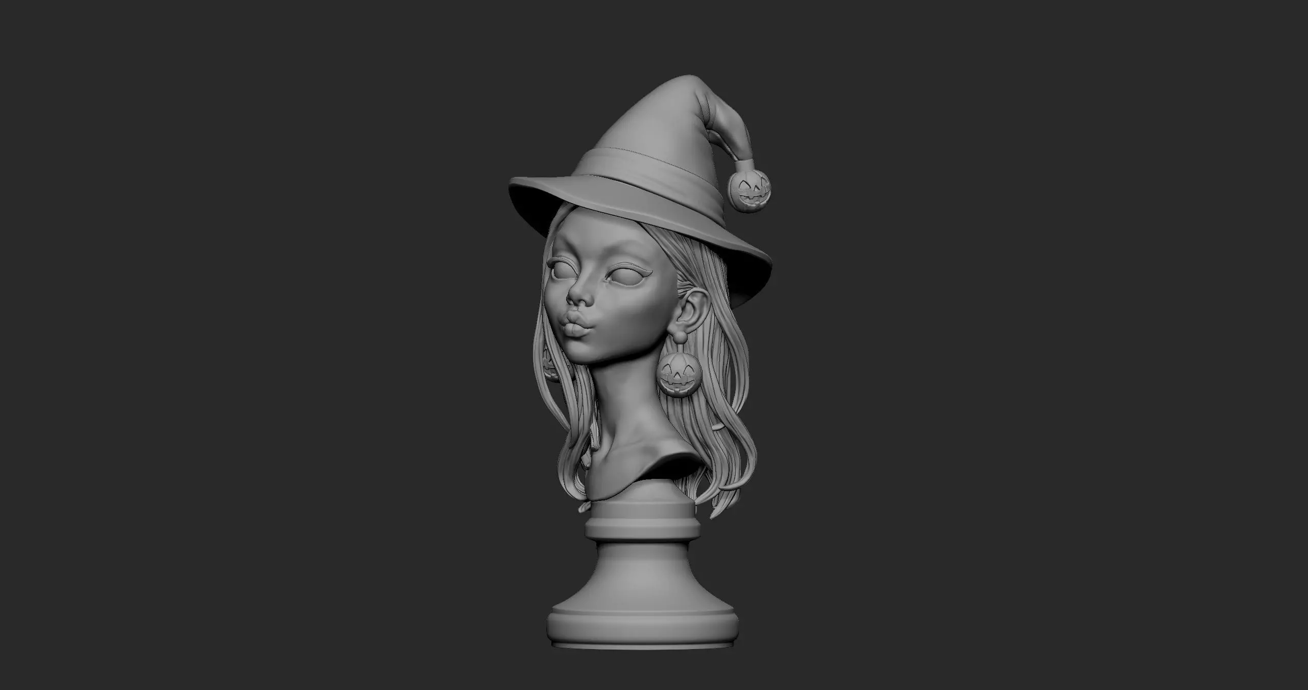 Witch Halloween Girl 3D print model_22