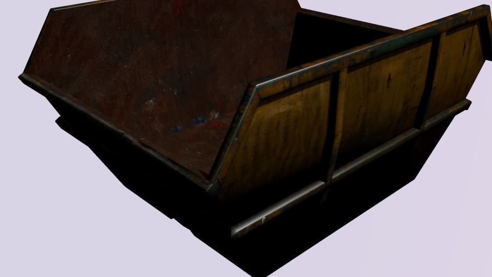 Dumpster metal trash can Low-poly 3D model_0
