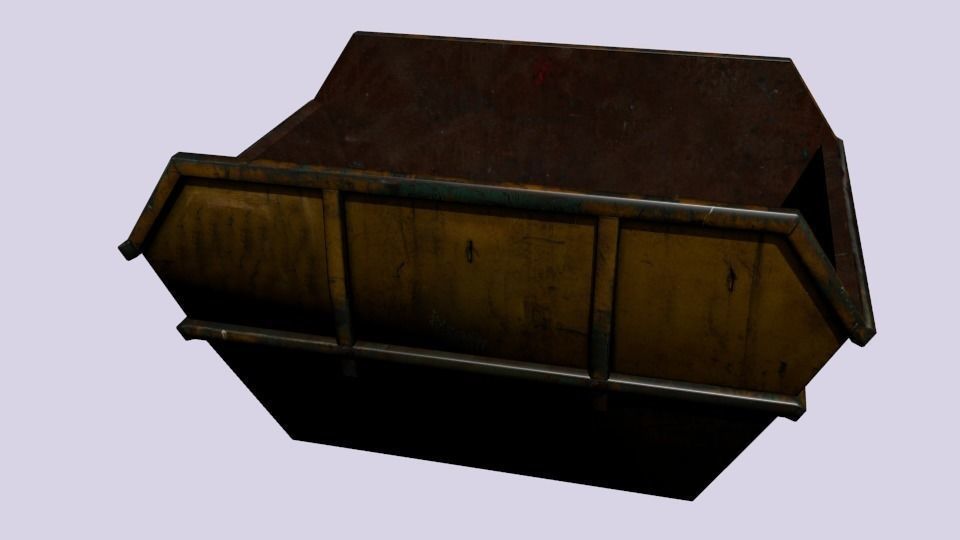Dumpster metal trash can Low-poly 3D model_1