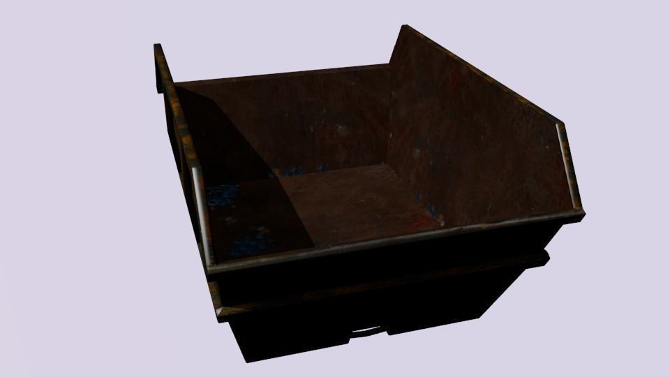 Dumpster metal trash can Low-poly 3D model_2