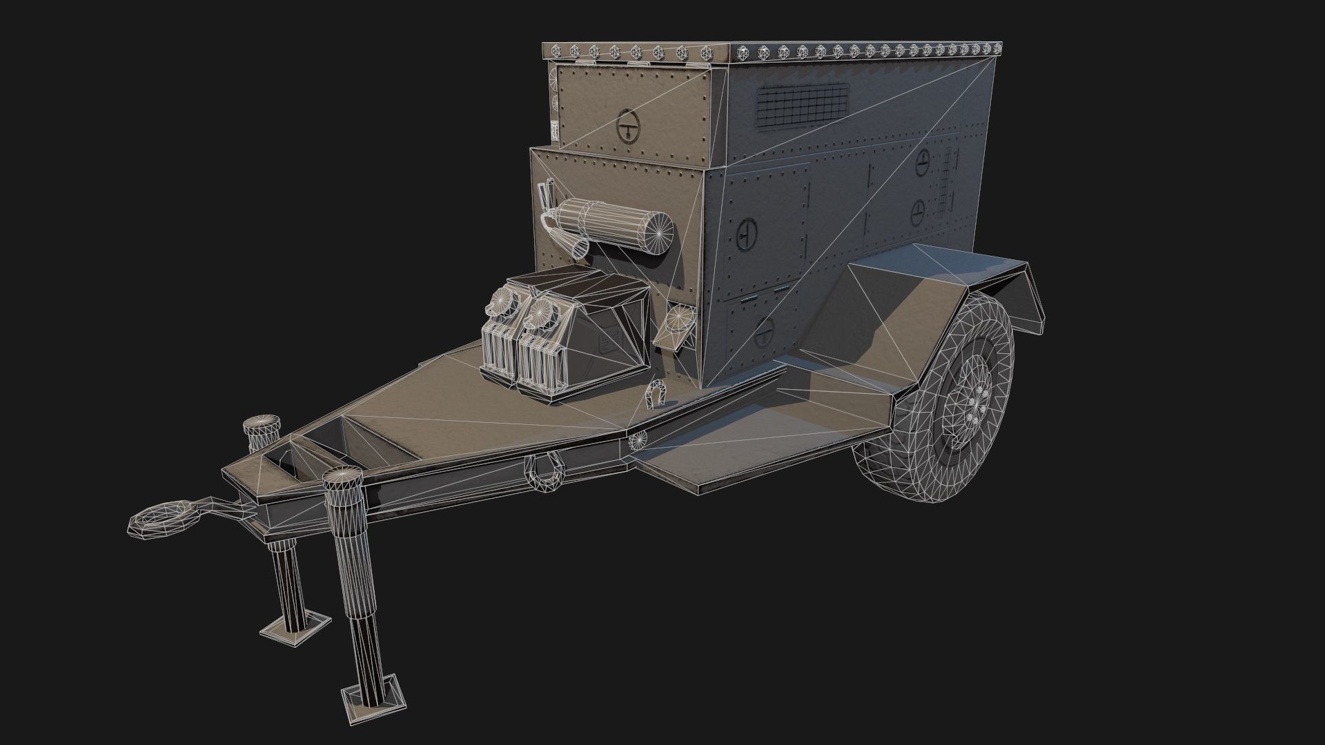 Low Poly PBR Military Generator Low-poly 3D model_10