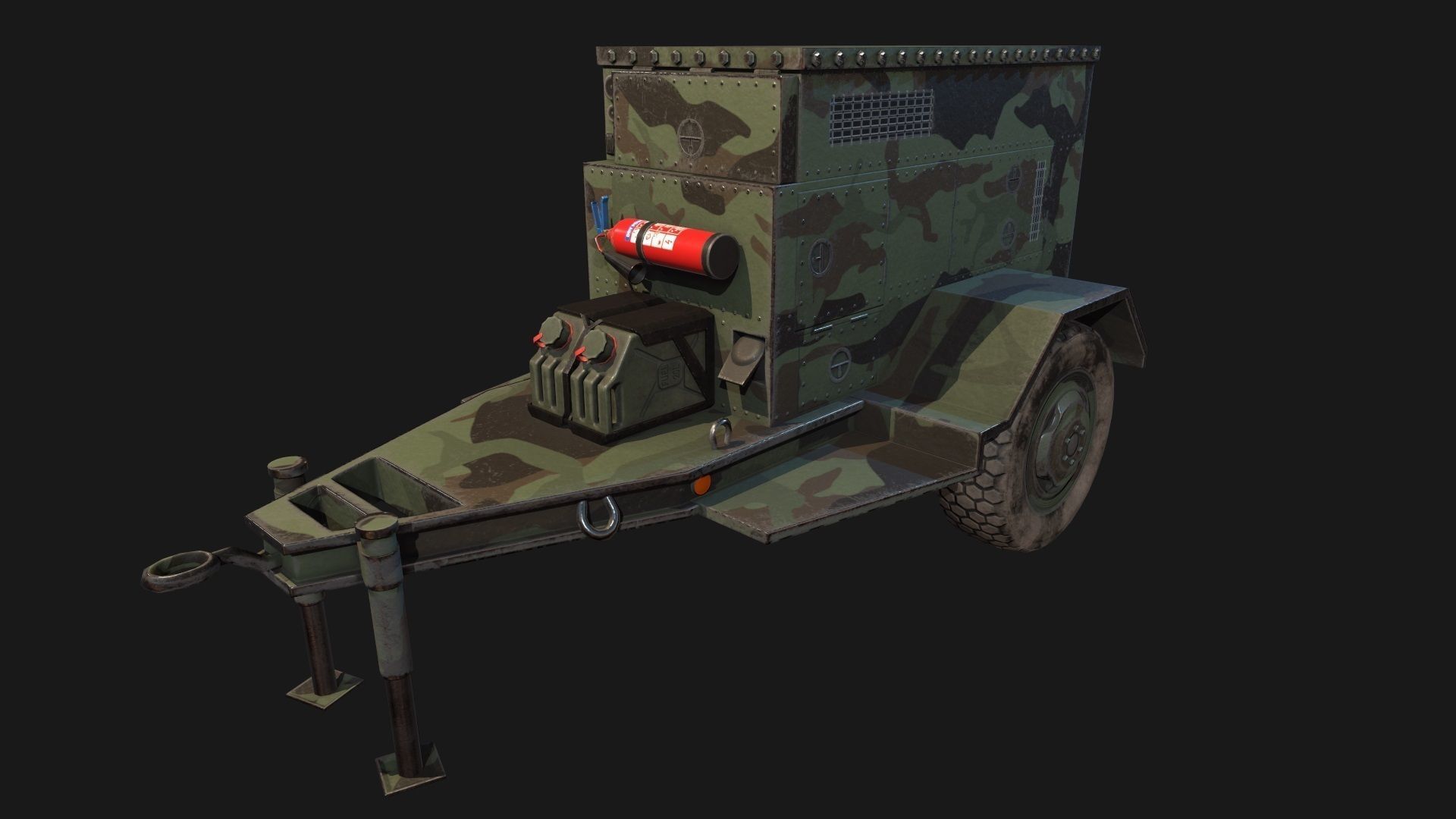 Low Poly PBR Military Generator Low-poly 3D model_1