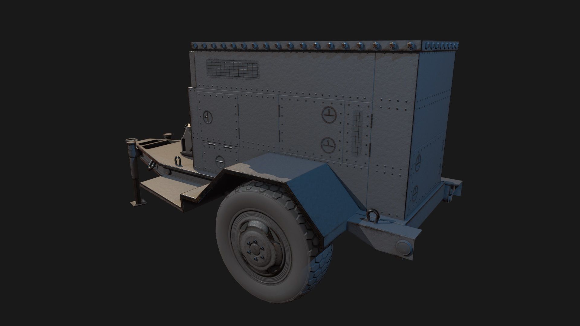 Low Poly PBR Military Generator Low-poly 3D model_11