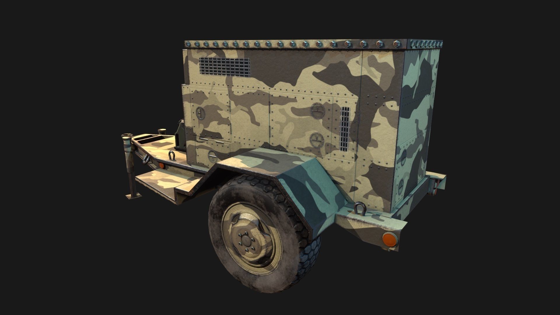 Low Poly PBR Military Generator Low-poly 3D model_3