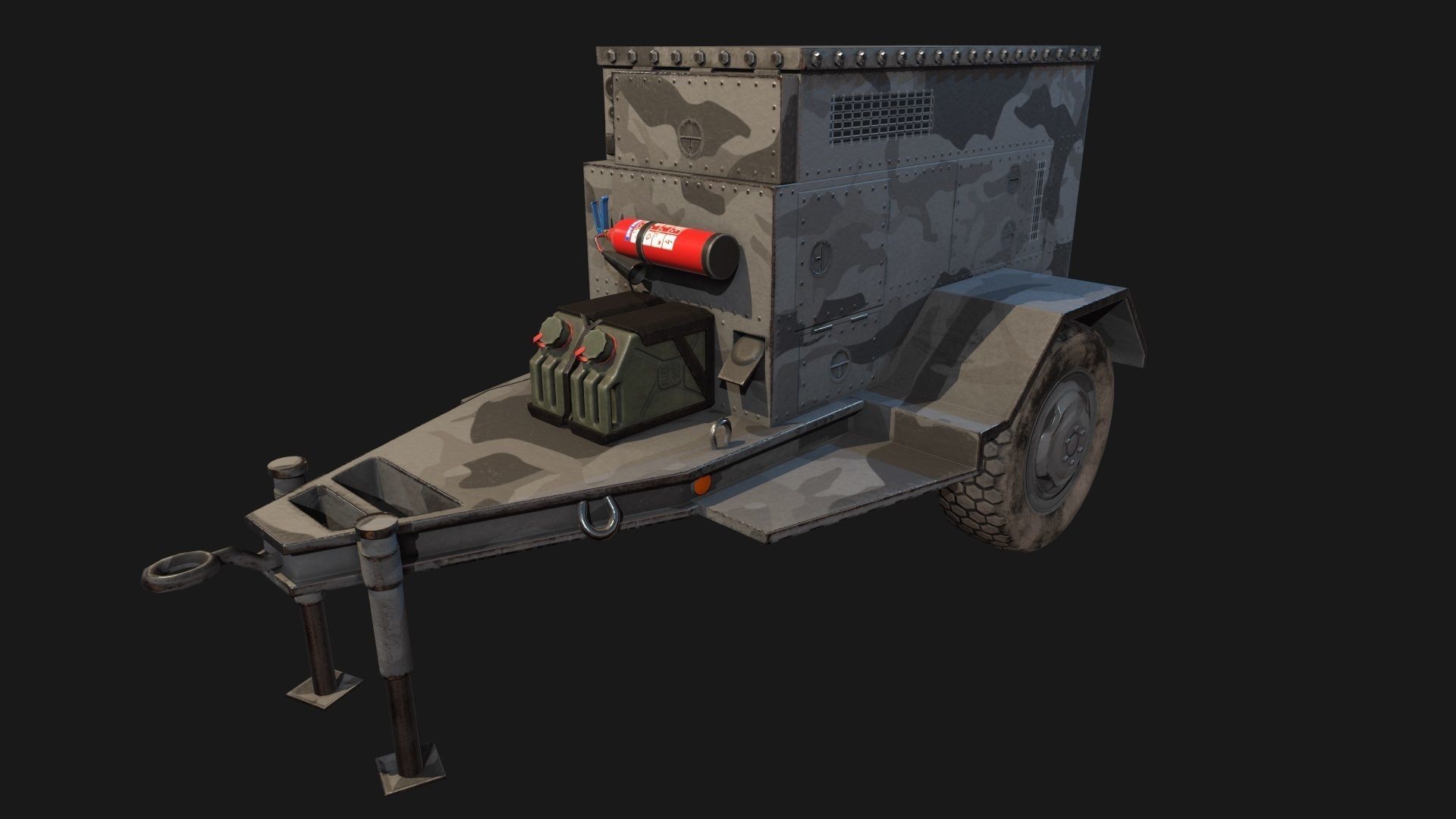 Low Poly PBR Military Generator Low-poly 3D model_2