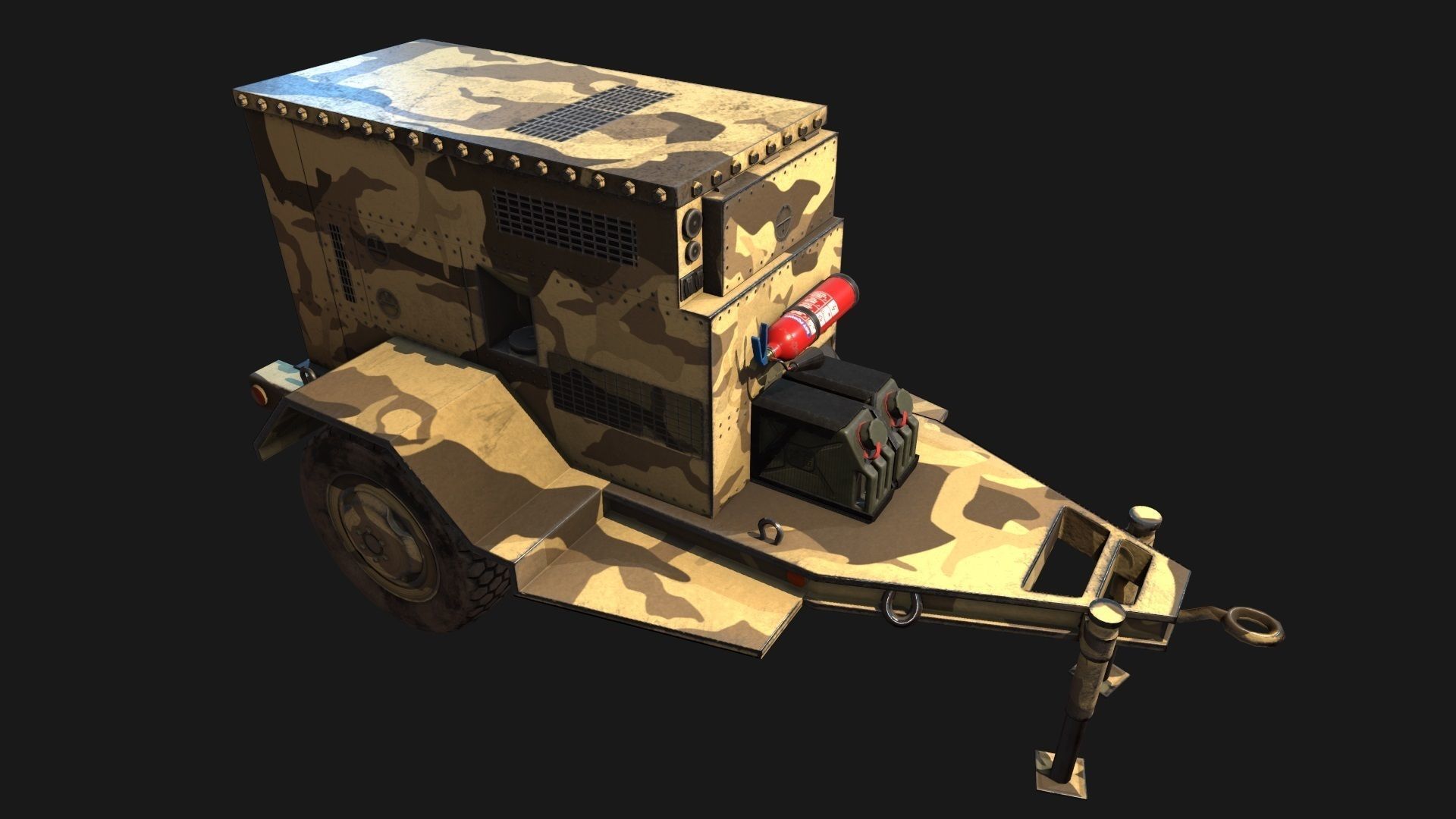 Low Poly PBR Military Generator Low-poly 3D model_6