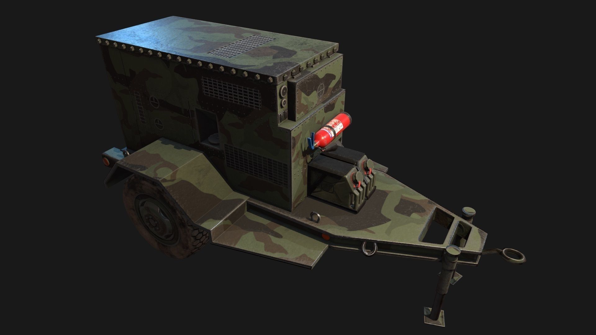 Low Poly PBR Military Generator Low-poly 3D model_7
