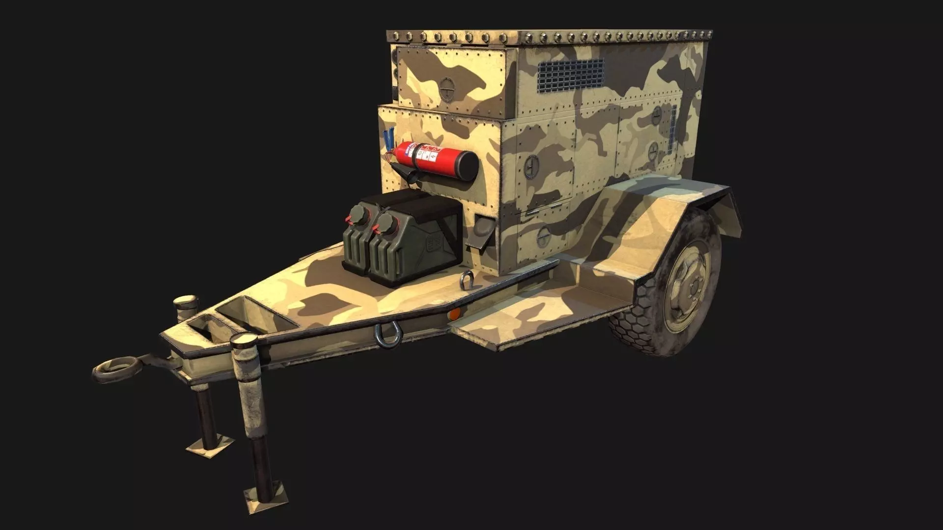Low Poly PBR Military Generator Low-poly 3D model_0