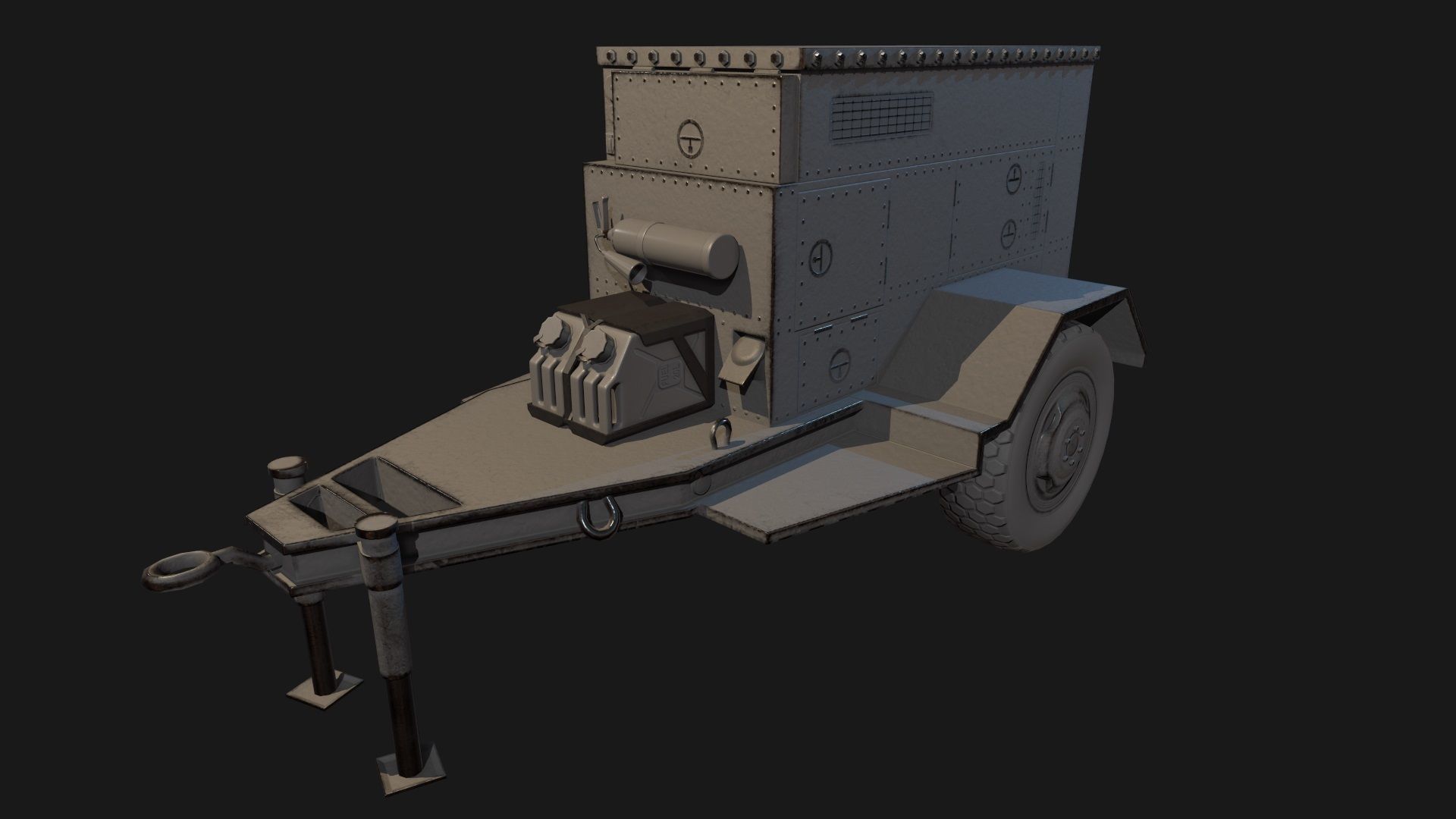 Low Poly PBR Military Generator Low-poly 3D model_9