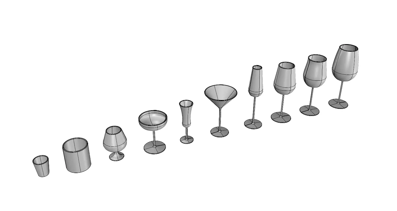 Drinking Glass Set - 3D Asset for Designers - 3D model_13