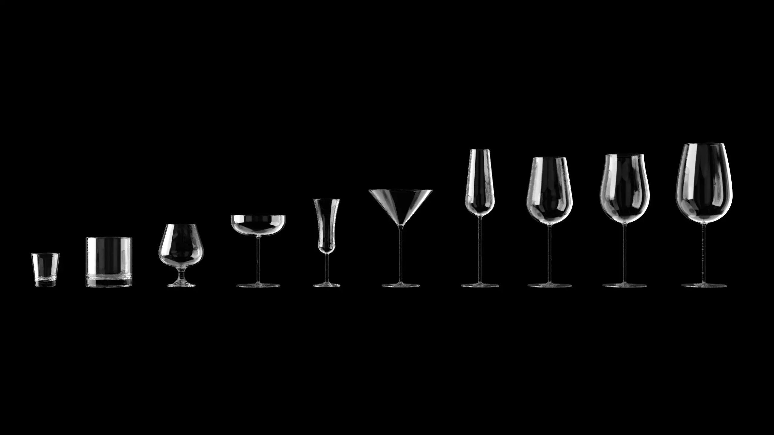 Drinking Glass Set - 3D Asset for Designers - 3D model_1