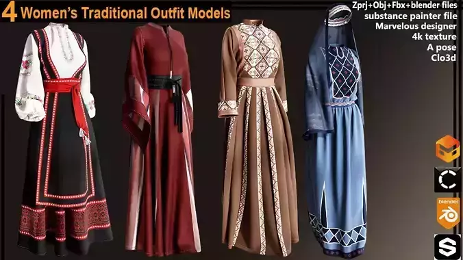 women traditional outfit models
