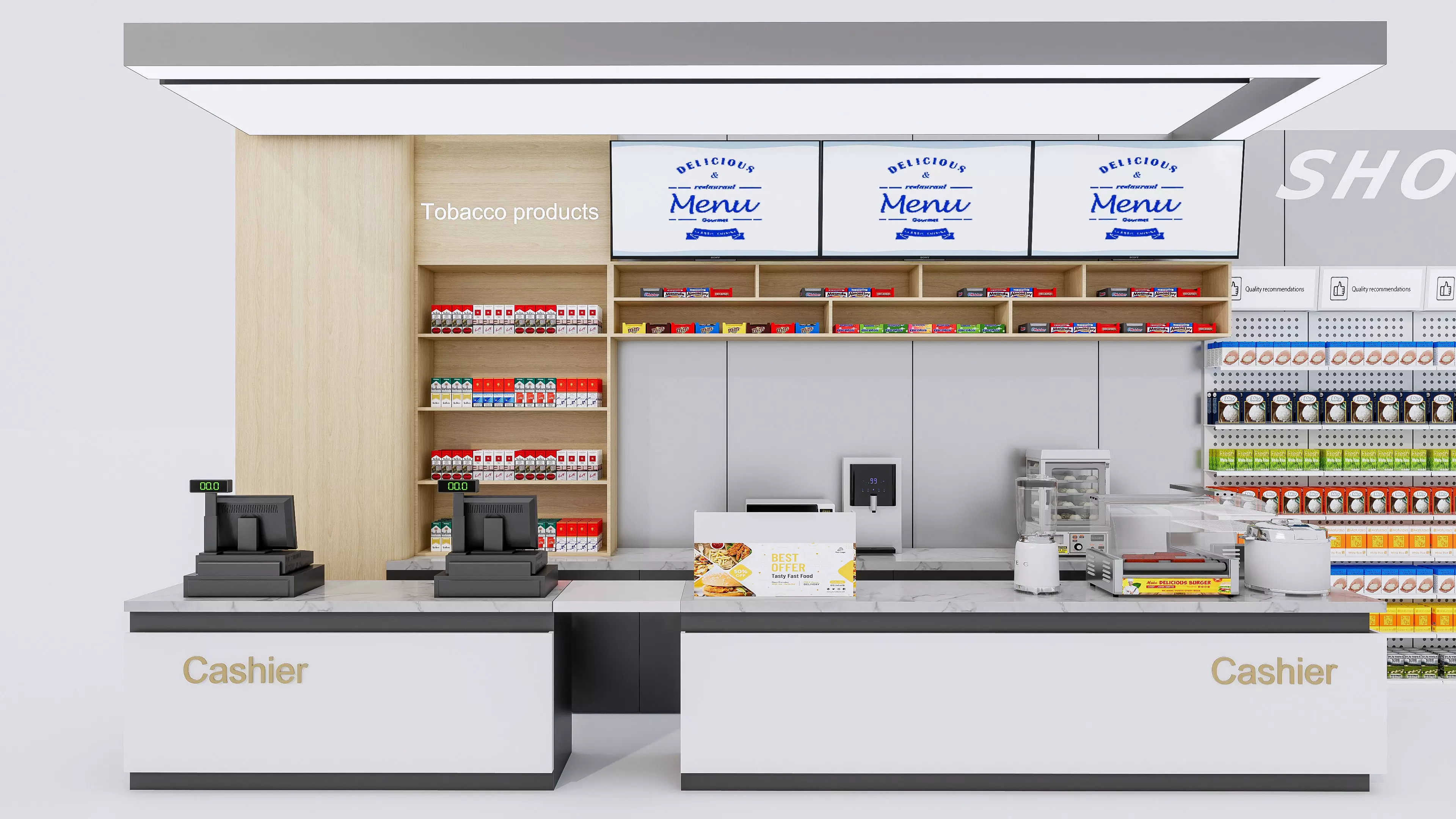 Supermarket Convenience Store Shelves Display Racks 2 3D model_3
