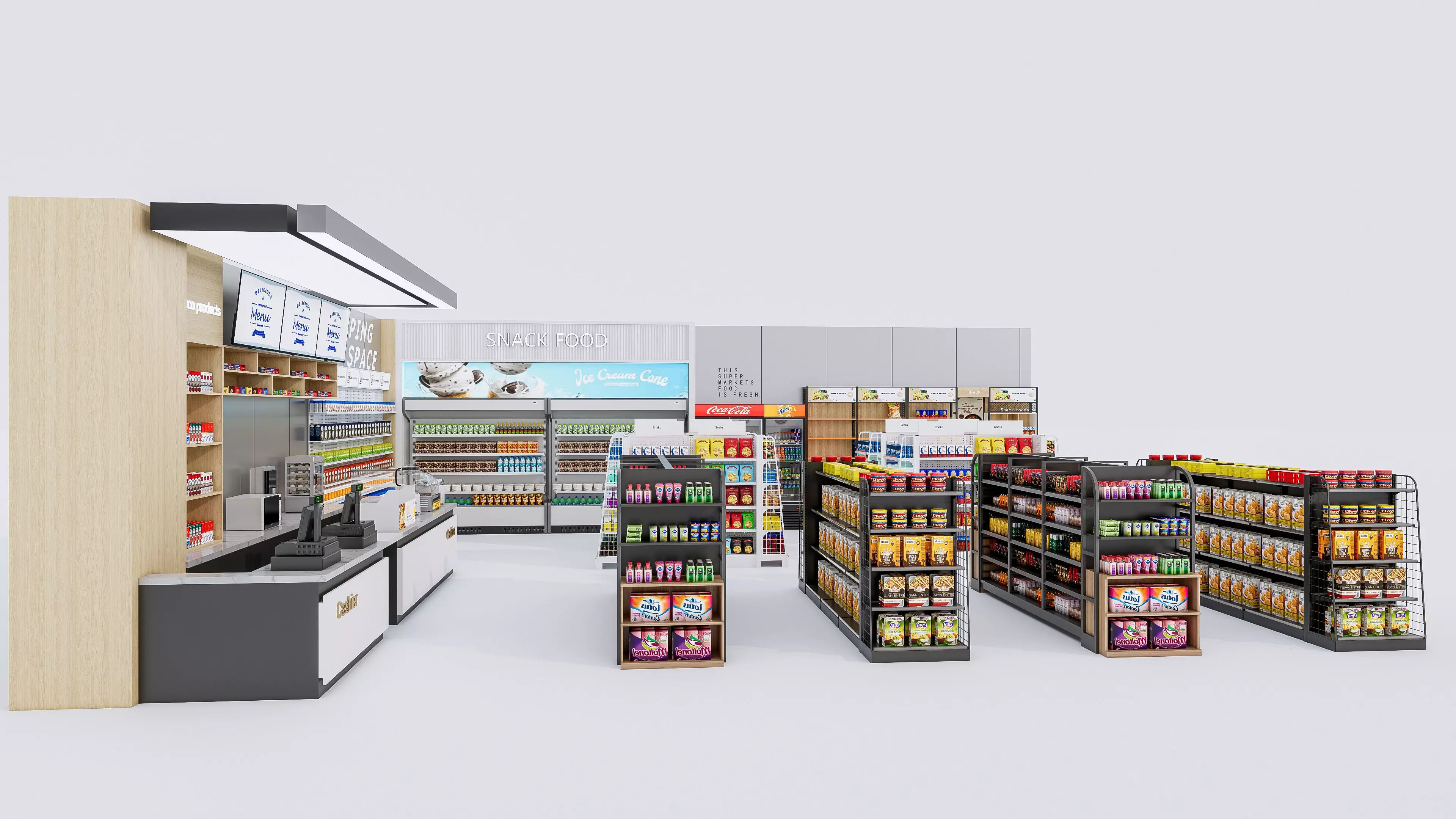 Supermarket Convenience Store Shelves Display Racks 2 3D model_13