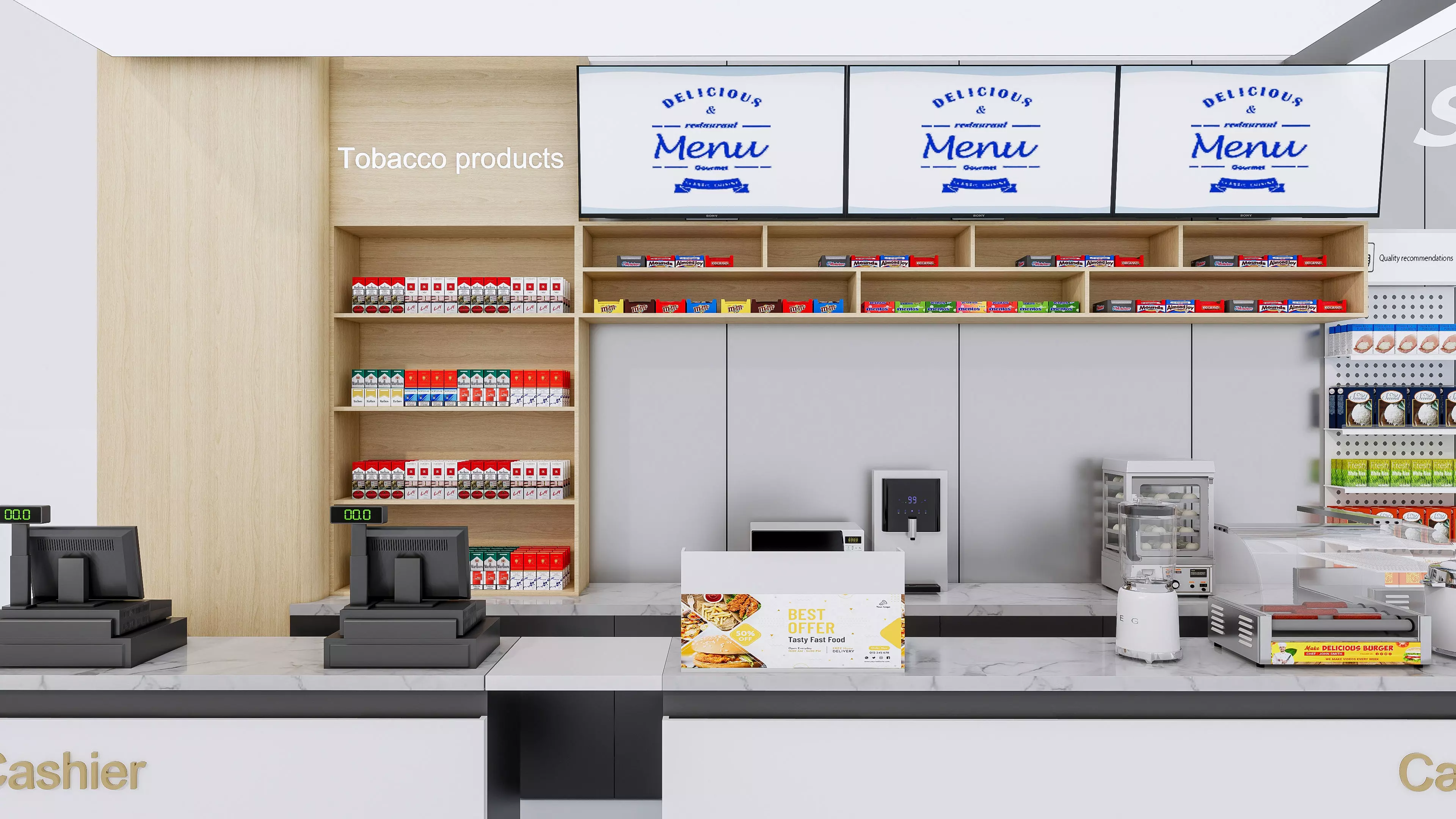 Supermarket Convenience Store Shelves Display Racks 2 3D model_2