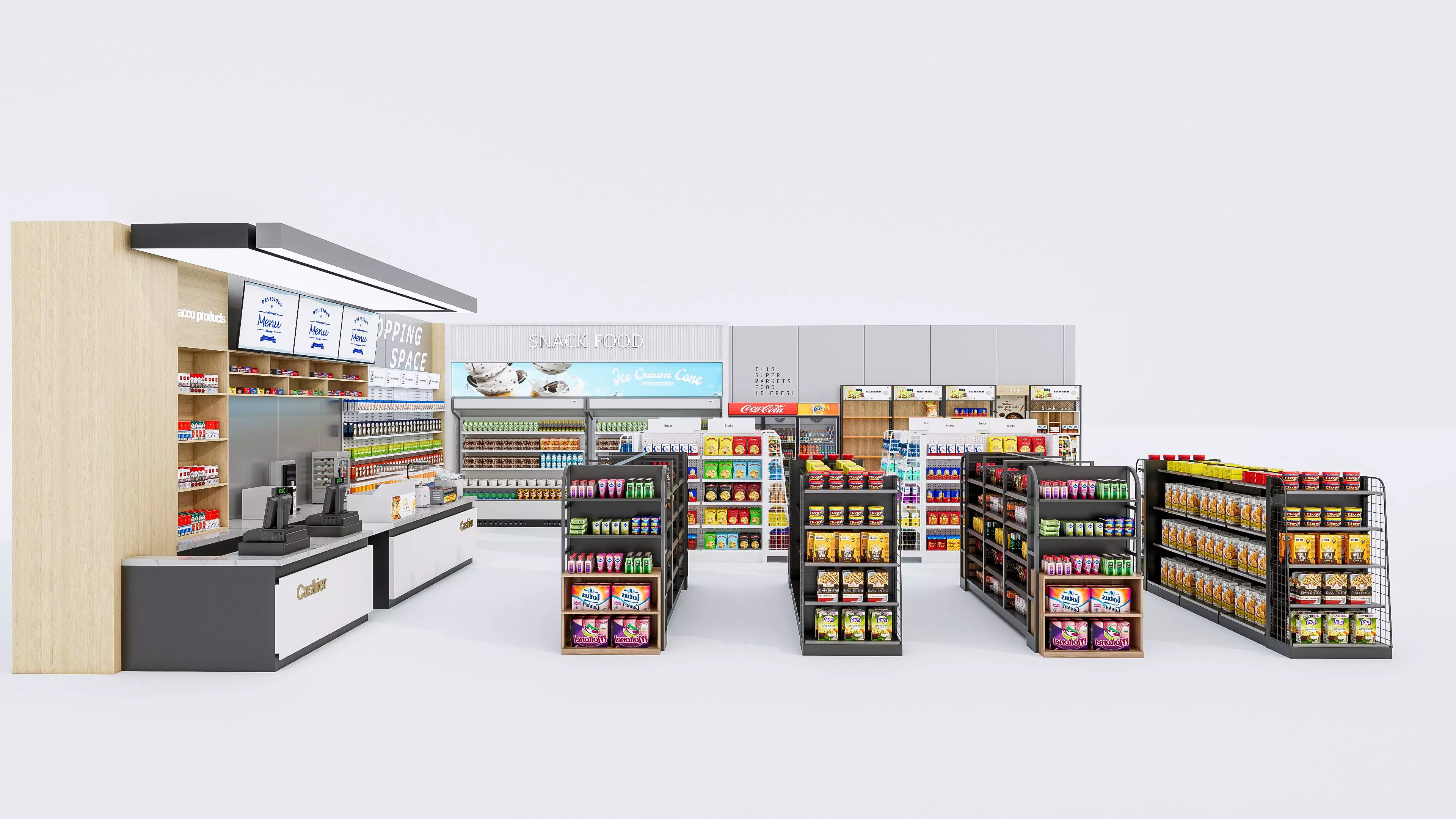Supermarket Convenience Store Shelves Display Racks 2 3D model_17