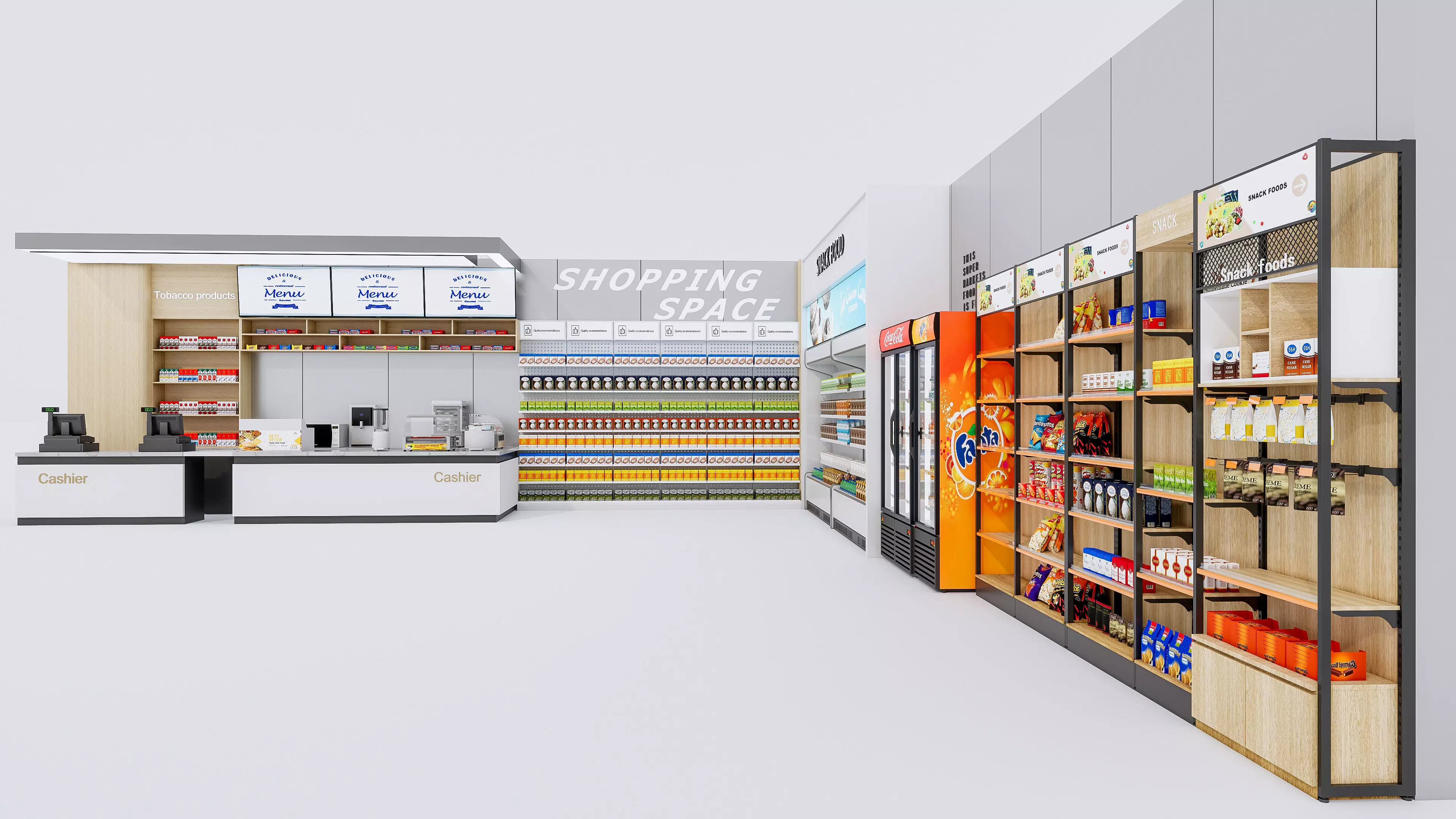 Supermarket Convenience Store Shelves Display Racks 2 3D model_9