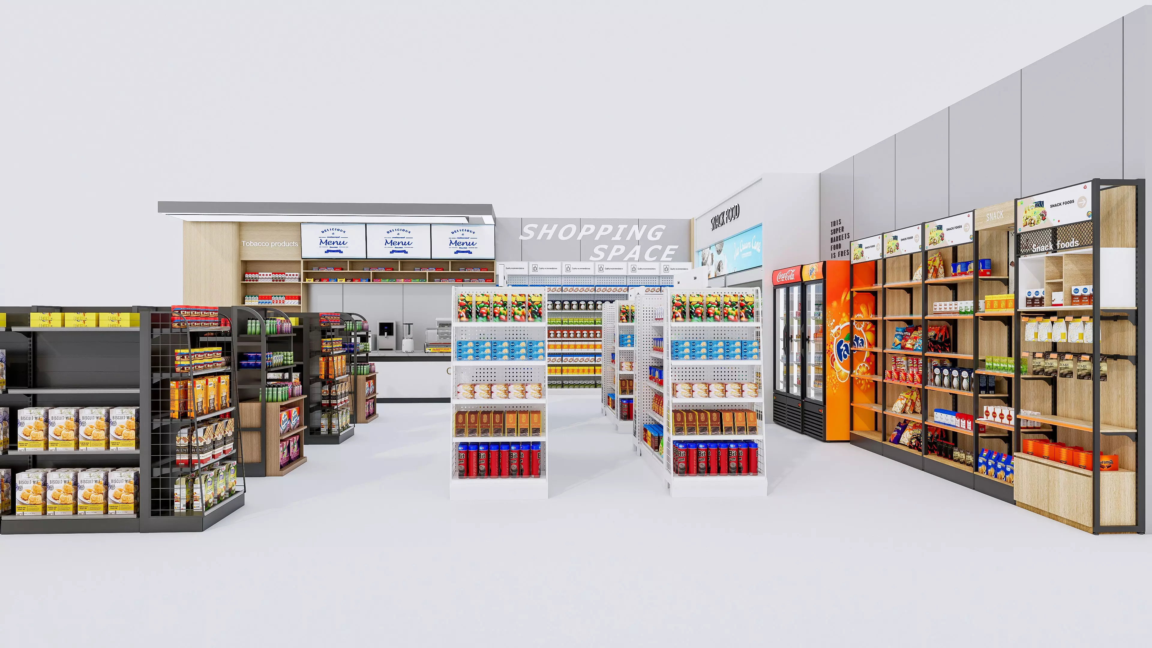 Supermarket Convenience Store Shelves Display Racks 2 3D model_10